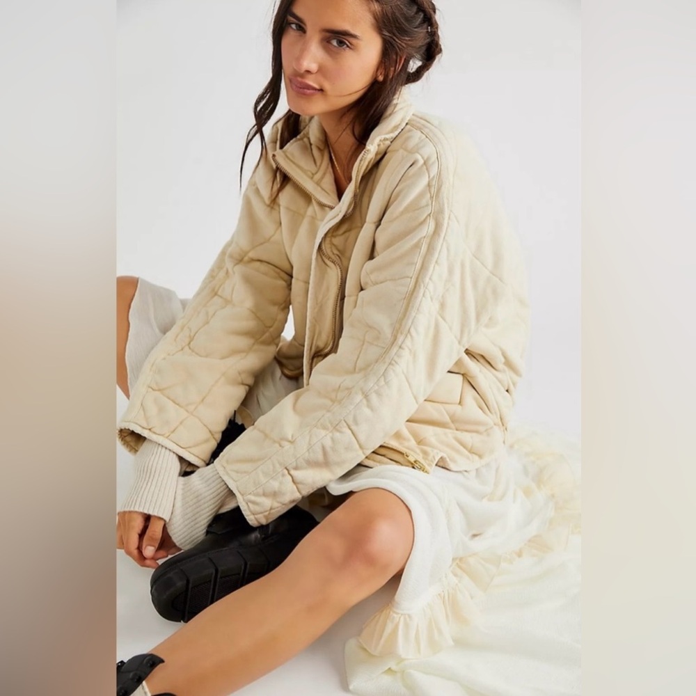 Free People Vanilla Cream Dolman Quilted Knit Jacket - Picture 2 of 7